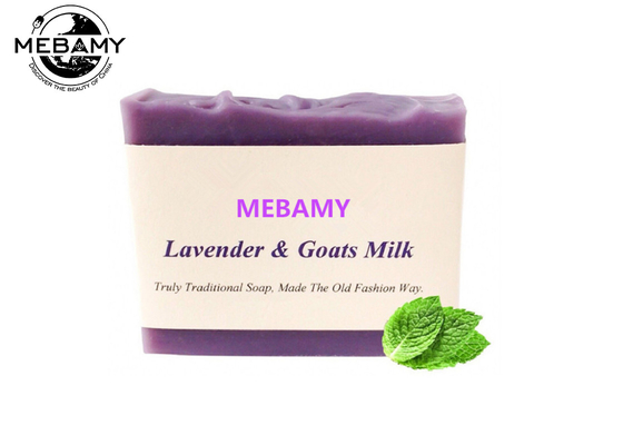 Χειροποίητο Lavender όλη η φυσική μορφή ουσιαστικού πετρελαίου σαπουνιών γάλακτος αιγών τετραγωνική εγκατέστησε όλο το δέρμα